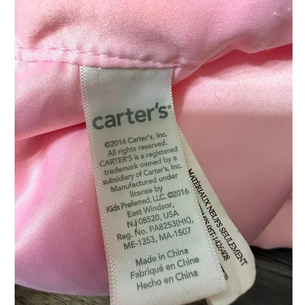 Carters Unicorn Lovey Lovie Security Blanket‎ Plush Baby Pink Satin Trim